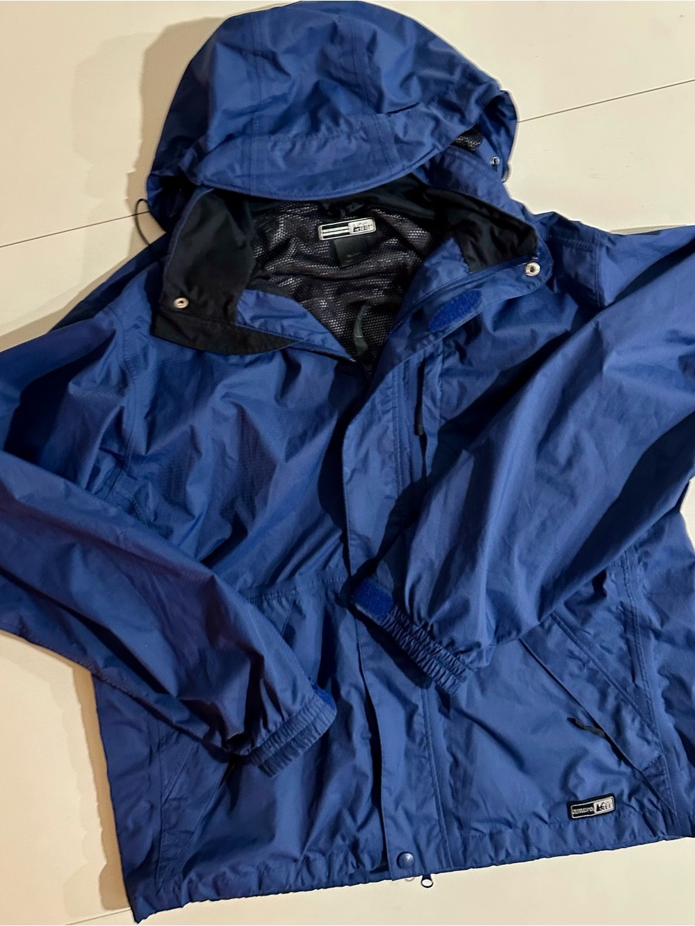 REI Elements Waterproof Rain Jacket , navy blue, men’s size L